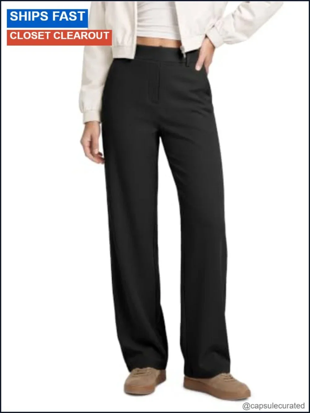 Women's High-Rise Straight-Leg Trouser Stretch Work Pants 29
